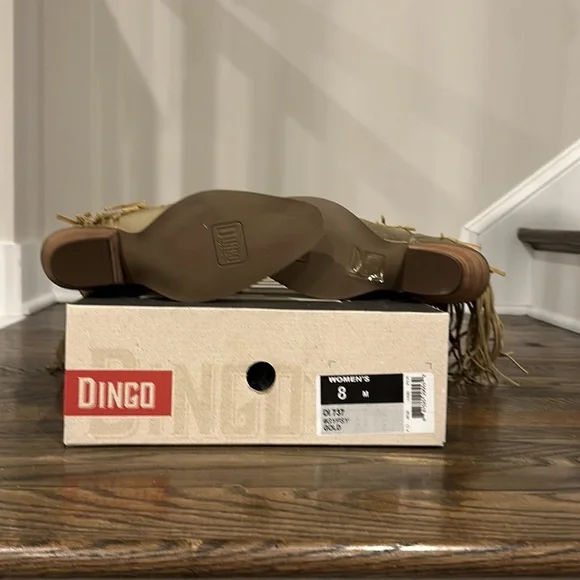 Dingo Gypsy Metallic Leather Fringed Embroidered Studded Western Boots - Picture 5 of 6